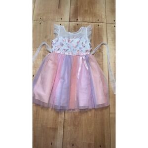 Jona Michelle Girls Butterfly Tulle Dress Rainbow Pastel Size 4